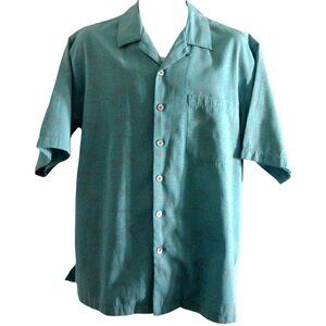Guy Harvey Men's Shirt Medium M Short Sleeve Fish Palm Trees Turquoise